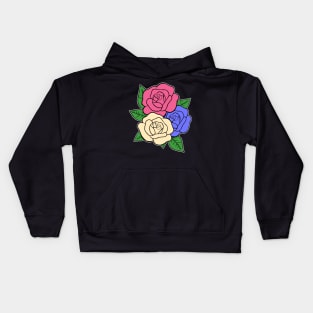 Red, White and Blue Rose Hand Drawn Gardening Gift Kids Hoodie